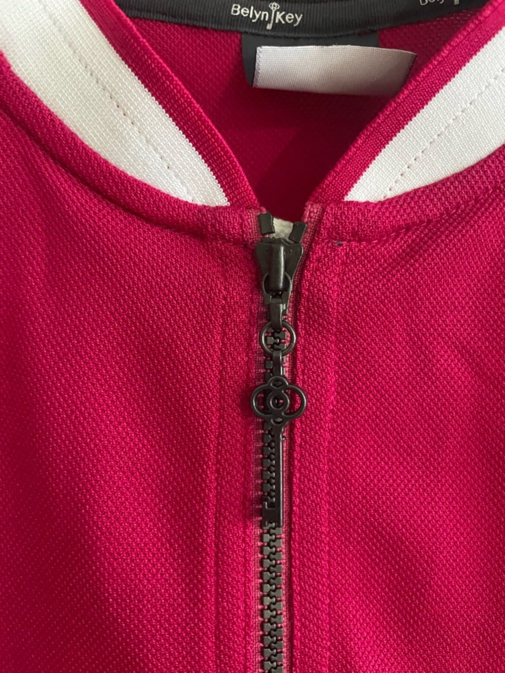 BELYN KEY Zip Polo Short Sleeve Raspberry - S - Picture 2 of 6